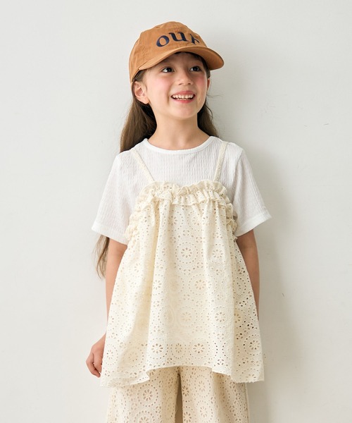 Piet(ピエット)の「レースキャミ ドッキングトップス(Tシャツ/カットソー・キッズ・ブラック/ホワイト・130/120/110/100)」の3枚目の写真