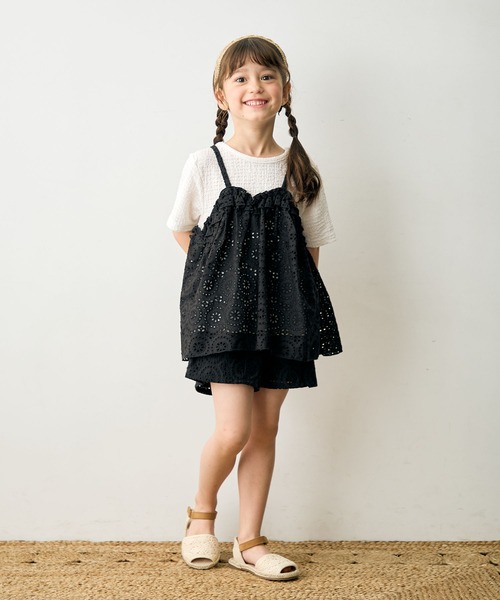 Piet(ピエット)の「レースキャミ ドッキングトップス(Tシャツ/カットソー・キッズ・ブラック/ホワイト・130/120/110/100)」の7枚目の写真