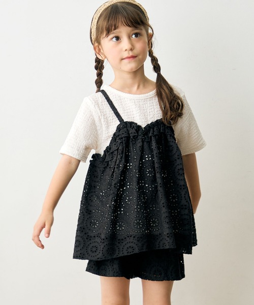 Piet(ピエット)の「レースキャミ ドッキングトップス(Tシャツ/カットソー・キッズ・ブラック/ホワイト・130/120/110/100)」の22枚目の写真