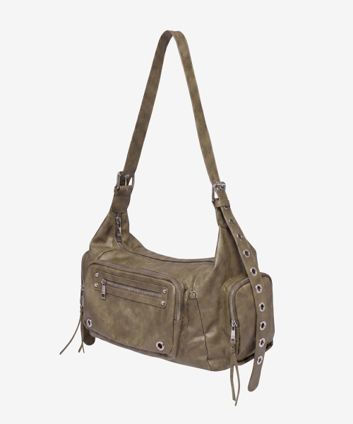 BLACKPURPLE（ブラックパープル）の「マキシマルコバッグ_アッシュカーキ Maxi Marco Bag_Ash Khaki（ショルダーバッグ・レディース・カーキ・FREE）」の2枚目の写真