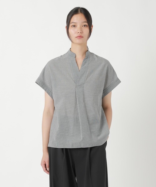 ZUCCa(ズッカ)の「COTTON SILK GINGHAM CHECK / シャツ(シャツ/ブラウス・レディース・ブラック・M size)」の1枚目の写真