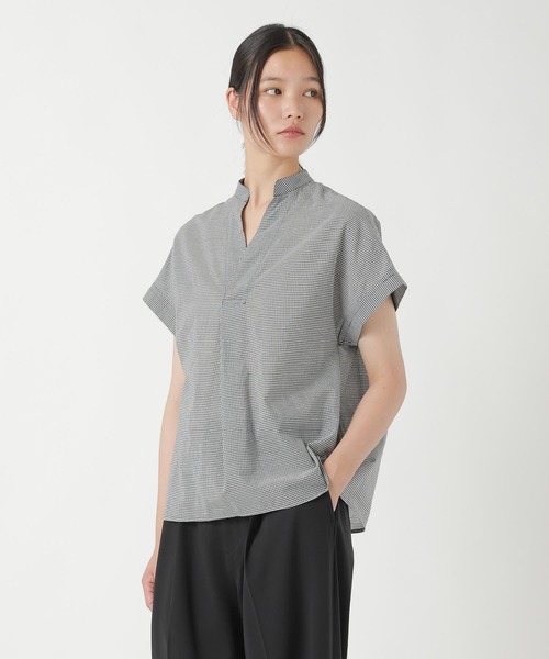 ZUCCa(ズッカ)の「COTTON SILK GINGHAM CHECK / シャツ(シャツ/ブラウス・レディース・ブラック・M size)」の4枚目の写真
