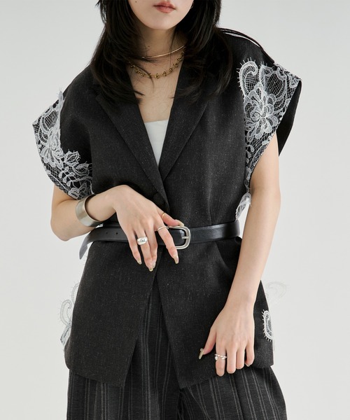 Ezick(エジック)の「side lace-trimmed vest/サイドレーストリムベスト(ベスト・レディース・ブラック・FREE)」の18枚目の写真