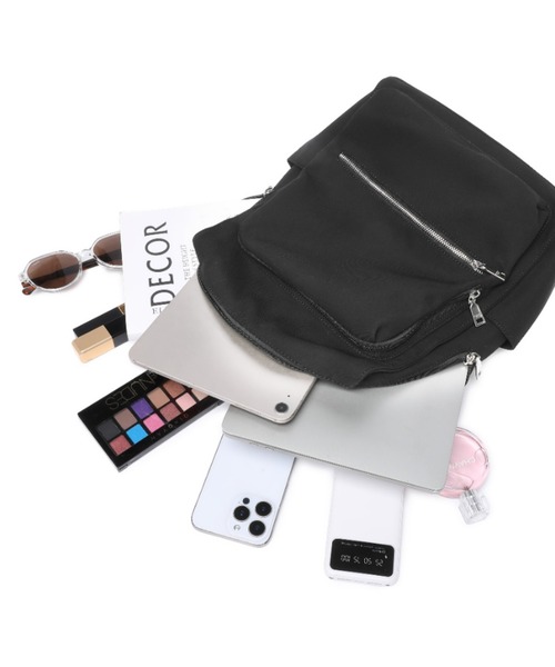 GUSCIO（グッシオ）の「【グッシオベーシック】スクエア リュック ビジネスリュック 撥水 スリム きれいめ A4 通勤 通学（バックパック/リュック・レディース・ブラック/グレー/チャコールグレー・FREE）」の18枚目の写真