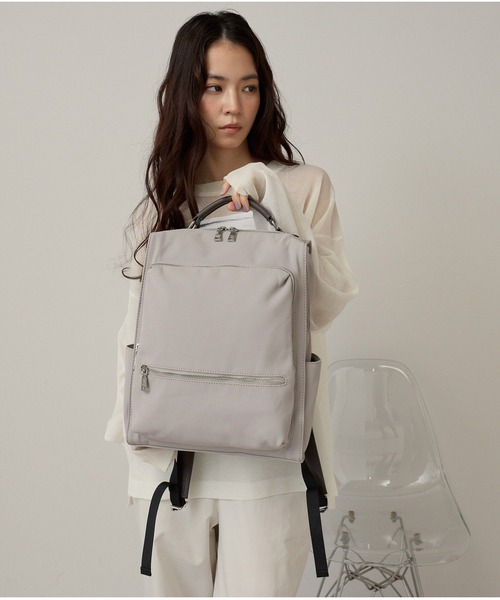 GUSCIO（グッシオ）の「【グッシオベーシック】スクエア リュック ビジネスリュック 撥水 スリム きれいめ A4 通勤 通学（バックパック/リュック・レディース・ブラック/グレー/チャコールグレー・FREE）」の21枚目の写真