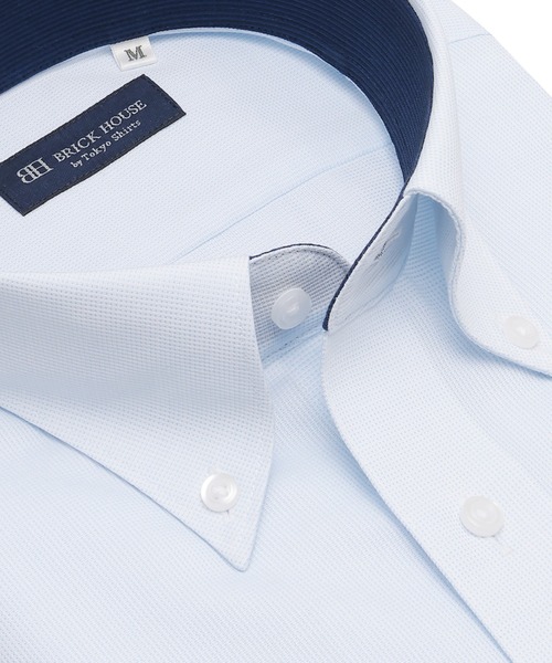 TOKYO SHIRTS（トウキョウシャツ）の「【吸水速乾】 形態安定ノンアイロン ボタンダウン 半袖ビジネスワイシャツ（ビジネスシャツ・メンズ・サックスブルー・首回り43cm/首回り42cm/首回り39cm/首回り41cm/首回り37cm）」の2枚目の写真