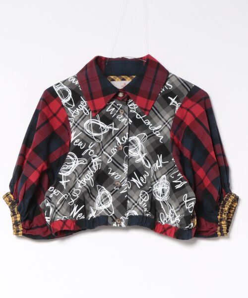 Vivienne Westwood(ヴィヴィアンウエストウッド)の「Littie Cities Checkクロップドシャツ(シャツ/ブラウス・レディース・ブラック系その他/ブルー系その他・FREE)」の1枚目の写真