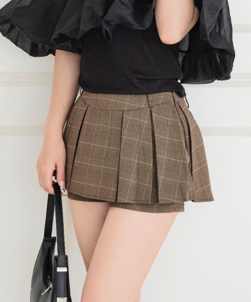 ALLuRing ChaRm(アリュリングチャーム)の「Box Pleated Culottes / ボックスプリーツキュロット(スカート・レディース・ブラウン/チャコールグレー・S/M)」の2枚目の写真