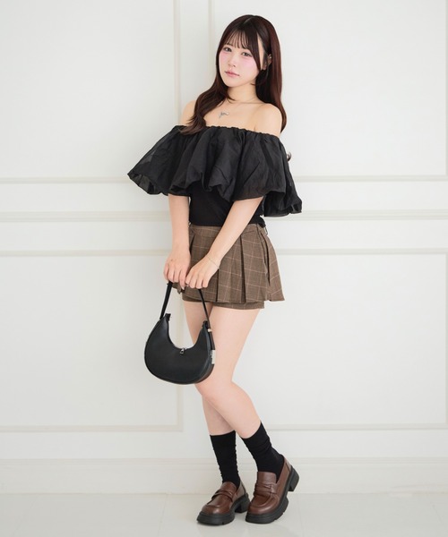 ALLuRing ChaRm(アリュリングチャーム)の「Box Pleated Culottes / ボックスプリーツキュロット(スカート・レディース・ブラウン/チャコールグレー・S/M)」の12枚目の写真