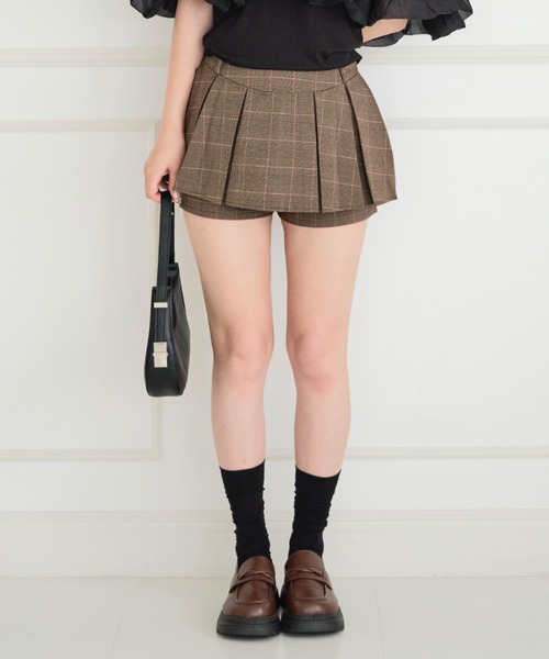 ALLuRing ChaRm(アリュリングチャーム)の「Box Pleated Culottes / ボックスプリーツキュロット(スカート・レディース・ブラウン/チャコールグレー・S/M)」の7枚目の写真