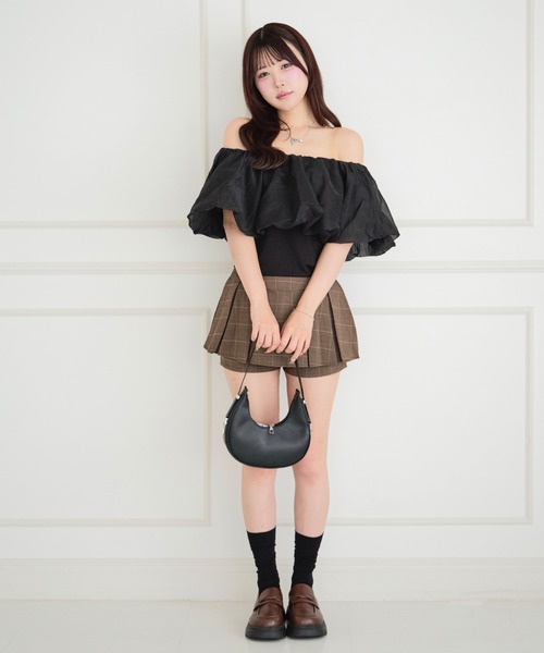 ALLuRing ChaRm(アリュリングチャーム)の「Box Pleated Culottes / ボックスプリーツキュロット(スカート・レディース・ブラウン/チャコールグレー・S/M)」の11枚目の写真