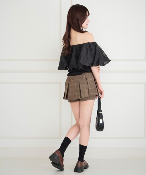 ALLuRing ChaRm(アリュリングチャーム)の「Box Pleated Culottes / ボックスプリーツキュロット(スカート・レディース・ブラウン/チャコールグレー・S/M)」の13枚目の写真