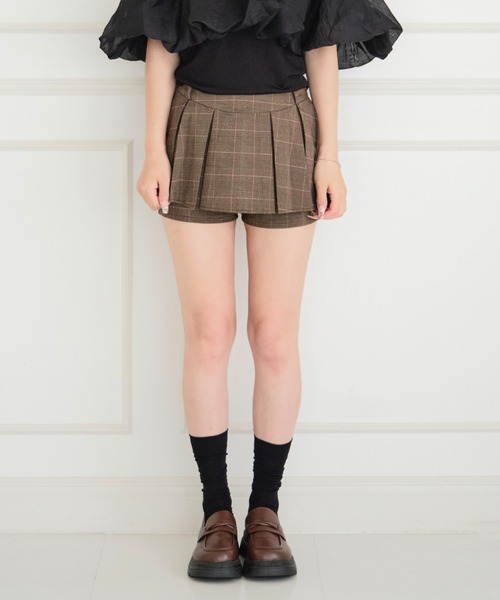 ALLuRing ChaRm(アリュリングチャーム)の「Box Pleated Culottes / ボックスプリーツキュロット(スカート・レディース・ブラウン/チャコールグレー・S/M)」の6枚目の写真