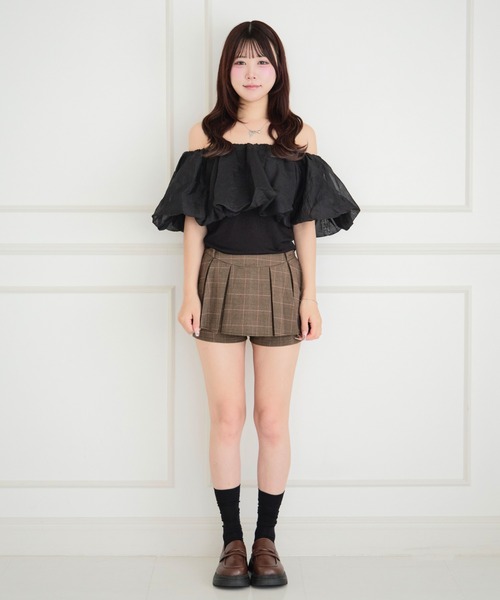 ALLuRing ChaRm(アリュリングチャーム)の「Box Pleated Culottes / ボックスプリーツキュロット(スカート・レディース・ブラウン/チャコールグレー・S/M)」の10枚目の写真
