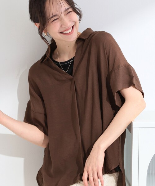 SHOO・LA・RUE(シューラルー)の「【2点セット/S-LL/洗濯機可】時短でコーデ決まる スラブスキッパーシャツ+タンクトップ(その他トップス・レディース・ブルー系7/ブラウン系/ピンク系/ネイビー/ホワイト系3・03/02/01/04)」の1枚目の写真