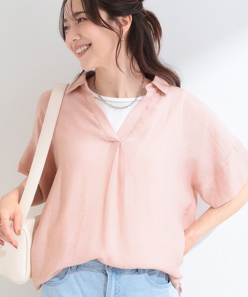 SHOO・LA・RUE(シューラルー)の「【2点セット/S-LL/洗濯機可】時短でコーデ決まる スラブスキッパーシャツ+タンクトップ(その他トップス・レディース・ブルー系7/ブラウン系/ピンク系/ネイビー/ホワイト系3・03/02/01/04)」の5枚目の写真