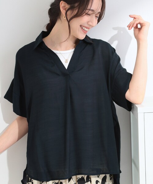 SHOO・LA・RUE(シューラルー)の「【2点セット/S-LL/洗濯機可】時短でコーデ決まる スラブスキッパーシャツ+タンクトップ(その他トップス・レディース・ブルー系7/ブラウン系/ピンク系/ネイビー/ホワイト系3・03/02/01/04)」の3枚目の写真