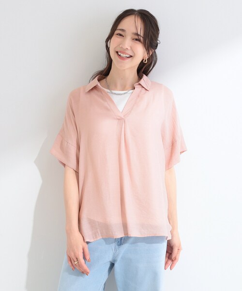 SHOO・LA・RUE(シューラルー)の「【2点セット/S-LL/洗濯機可】時短でコーデ決まる スラブスキッパーシャツ+タンクトップ(その他トップス・レディース・ブルー系7/ブラウン系/ピンク系/ネイビー/ホワイト系3・03/02/01/04)」の13枚目の写真
