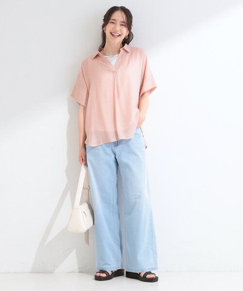 SHOO・LA・RUE(シューラルー)の「【2点セット/S-LL/洗濯機可】時短でコーデ決まる スラブスキッパーシャツ+タンクトップ(その他トップス・レディース・ブルー系7/ブラウン系/ピンク系/ネイビー/ホワイト系3・03/02/01/04)」の15枚目の写真