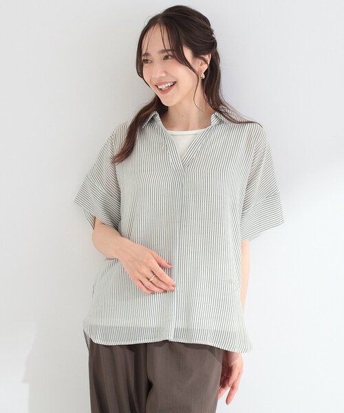 SHOO・LA・RUE(シューラルー)の「【2点セット/S-LL/洗濯機可】時短でコーデ決まる スラブスキッパーシャツ+タンクトップ(その他トップス・レディース・ブルー系7/ブラウン系/ピンク系/ネイビー/ホワイト系3・03/02/01/04)」の21枚目の写真