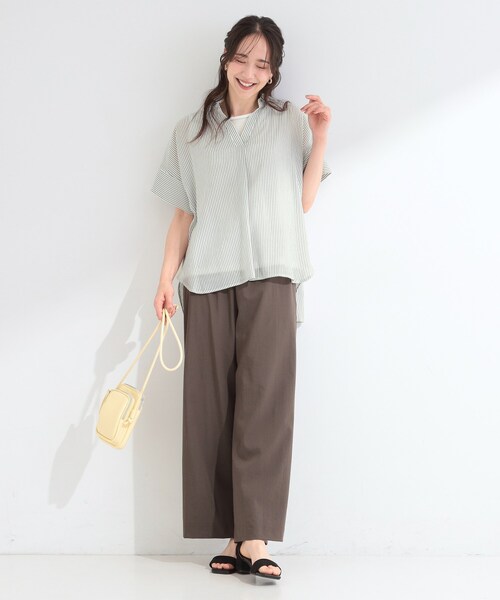 SHOO・LA・RUE(シューラルー)の「【2点セット/S-LL/洗濯機可】時短でコーデ決まる スラブスキッパーシャツ+タンクトップ(その他トップス・レディース・ブルー系7/ブラウン系/ピンク系/ネイビー/ホワイト系3/ブルーグリーン・03/02/01/04)」の9枚目の写真