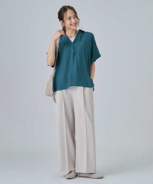 SHOO・LA・RUE(シューラルー)の「【2点セット/S-LL/洗濯機可】時短でコーデ決まる スラブスキッパーシャツ+タンクトップ(その他トップス・レディース・ブルー系7/ブラウン系/ピンク系/ネイビー/ホワイト系3/ブルーグリーン・03/02/01/04)」の13枚目の写真