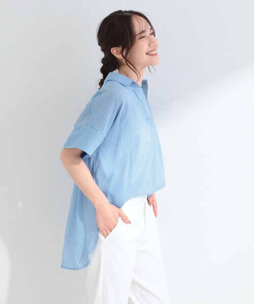 SHOO・LA・RUE(シューラルー)の「【2点セット/S-LL/洗濯機可】時短でコーデ決まる スラブスキッパーシャツ+タンクトップ(その他トップス・レディース・ブルー系7/ブラウン系/ピンク系/ネイビー/ホワイト系3/ブルーグリーン・03/02/01/04)」の16枚目の写真