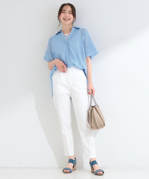 SHOO・LA・RUE(シューラルー)の「【2点セット/S-LL/洗濯機可】時短でコーデ決まる スラブスキッパーシャツ+タンクトップ(その他トップス・レディース・ブルー系7/ブラウン系/ピンク系/ネイビー/ホワイト系3/ブルーグリーン・03/02/01/04)」の17枚目の写真