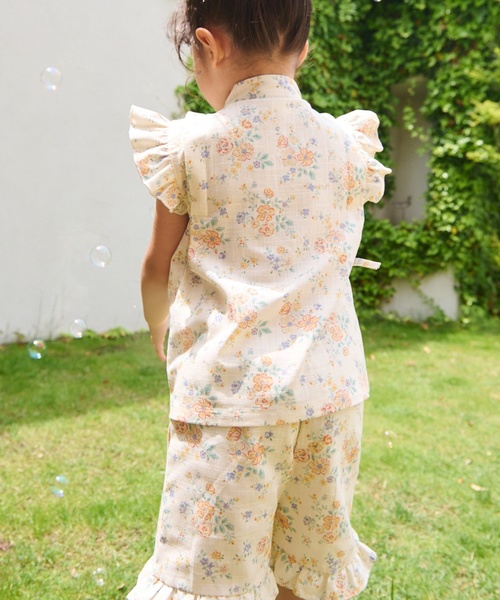 petit main(プティマイン)の「花柄フリル甚平(浴衣・キッズ・アイボリー/ライトブルー/ライトピンク・80cm/130cm/110cm/120cm/90cm/100cm)」の4枚目の写真
