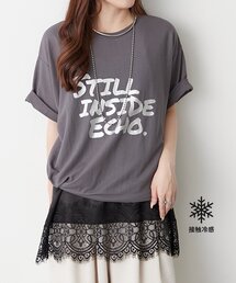 【接触冷感ひんやりタッチ】【WEB限定】箔3段プリントTシャツ
