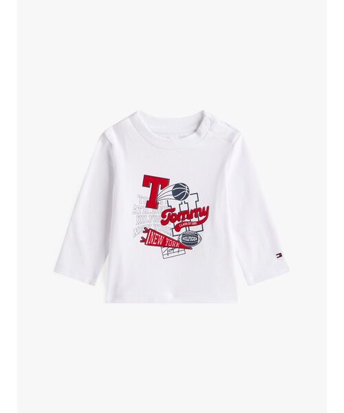 TOMMY HILFIGER(トミーヒルフィガー)の「BABY ロングスリーブバーシティグラフィックTシャツ(Tシャツ/カットソー・キッズ・ホワイト・80cm/70cm)」の1枚目の写真