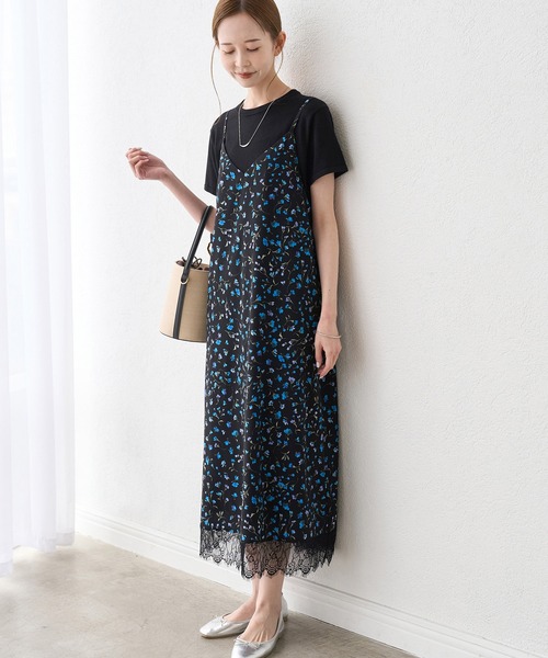 ROPE' PICNIC（ロペピクニック）の「アソート花柄プリントキャミワンピース（ワンピース・レディース・ダークブラウン/ブラック系その他・FREE）」の2枚目の写真