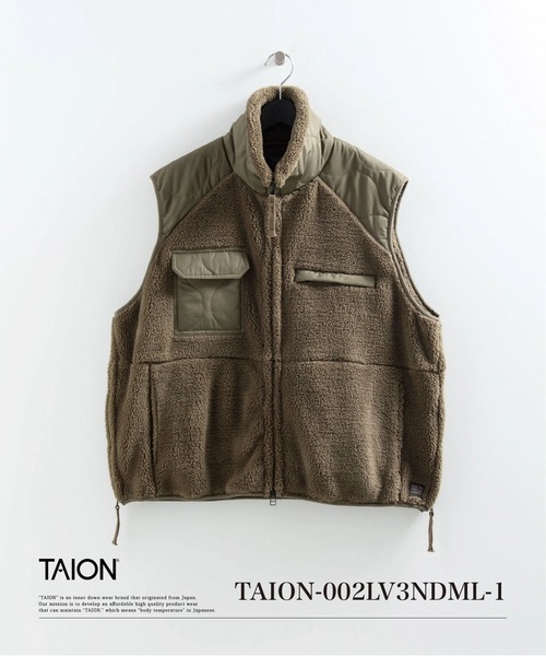 TAION(タイオン)の「【TAION(タイオン)】〈ユニセックス〉ノンダウン ミリタリー パイルフリース ハイネック ベスト(ベスト・メンズ・ブラック/ダークオリーブ/ベージュ系8/ダークグリーン系/ブラウン系7/グリーン系8・XS/L/S/M/XL/2XL)」の4枚目の写真