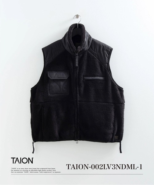 TAION(タイオン)の「【TAION(タイオン)】〈ユニセックス〉ノンダウン ミリタリー パイルフリース ハイネック ベスト(ベスト・メンズ・ブラック/ダークオリーブ/ベージュ系8/ダークグリーン系/ブラウン系7/グリーン系8・XS/L/S/M/XL/2XL)」の1枚目の写真