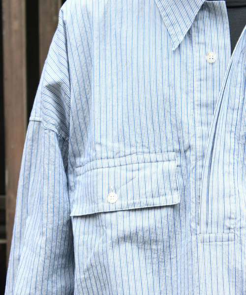 Marvine Pontiak shirt makers(マービンポンティアックシャツメーカーズ)の「Marvine Pontiak / マービンポンティアックシャツメーカーズ Twist P/O Stripe(シャツ/ブラウス・メンズ・ブルー・FREE)」の9枚目の写真