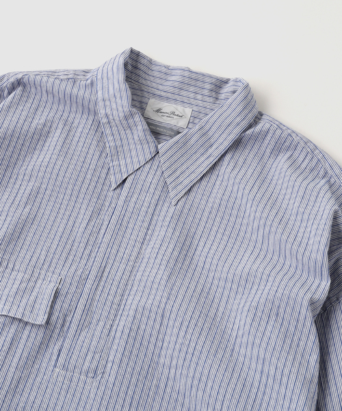 Marvine Pontiak shirt makers(マービンポンティアックシャツメーカーズ)の「Marvine Pontiak / マービンポンティアックシャツメーカーズ Twist P/O Stripe(シャツ/ブラウス・メンズ・ブルー・FREE)」の4枚目の写真