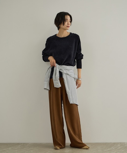 SALON adam et rope'（サロン アダム エ ロペ）の「GENTLE SILK パンツ / セットアップ対応・新色追加（シャツ/ブラウス・レディース・ブラック/ブラウン・S/M）」の7枚目の写真