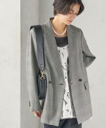 〈手洗い可能〉ウォッシャブル ウール チェック ダブル ジャケット