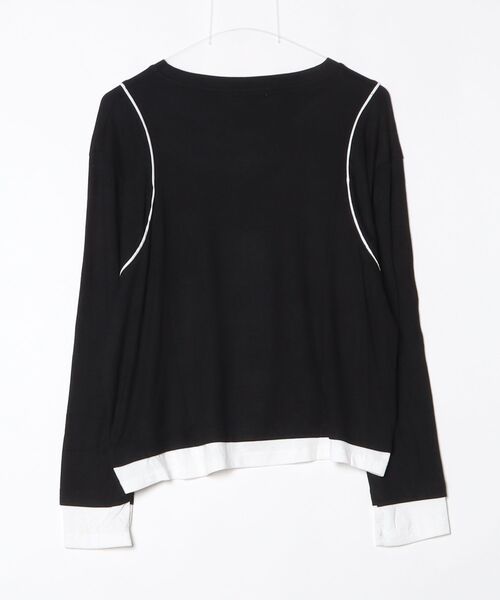 crossi（クロッシー）の「配色パイピングレイヤード風長袖カットソー（Tシャツ/カットソー・レディース・ホワイト/ブラック・LARGE/MEDIUM）」の6枚目の写真