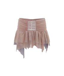 COLORED MESH SHIRRING SKIRT PINK