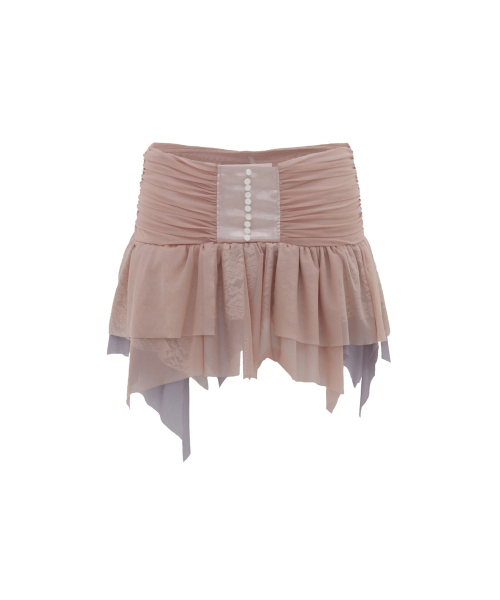 oddoneout(オッドワンアウト)の「COLORED MESH SHIRRING SKIRT PINK(スカート・レディース・その他・FREE)」の1枚目の写真