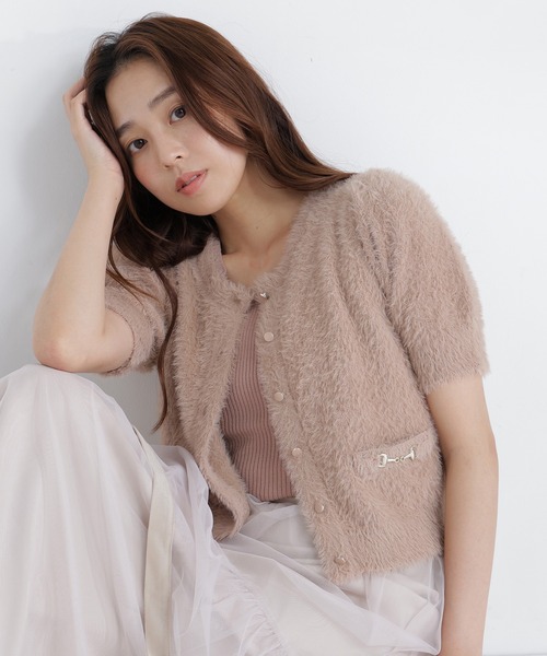 NATURAL BEAUTY BASIC(ナチュラルビューティーベーシック)の「<CanCam10月号掲載>ビット付きシャギーアンサンブル(ニット/セーター・レディース・ベージュ/オフホワイト/チャコールグレー・フリ-)」の1枚目の写真