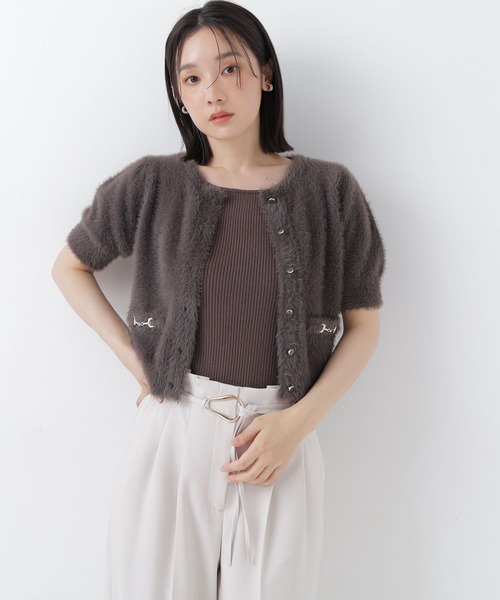 NATURAL BEAUTY BASIC(ナチュラルビューティーベーシック)の「<CanCam10月号掲載>ビット付きシャギーアンサンブル(ニット/セーター・レディース・ベージュ/オフホワイト/チャコールグレー・フリ-)」の3枚目の写真
