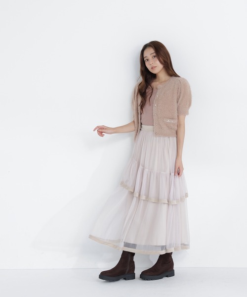 NATURAL BEAUTY BASIC(ナチュラルビューティーベーシック)の「<CanCam10月号掲載>ビット付きシャギーアンサンブル(ニット/セーター・レディース・ベージュ/オフホワイト/チャコールグレー・フリ-)」の12枚目の写真