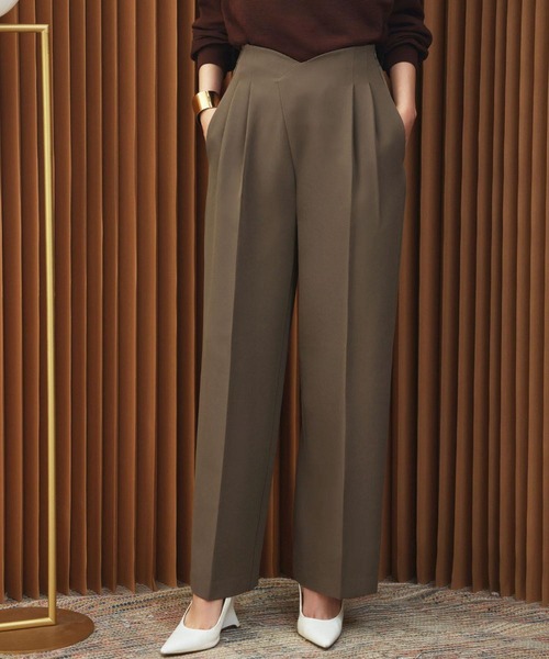 ELFRANK(エルフランク)の「【2026AW】【S~Lサイズ展開】アシンメトリーハイウエストワイドパンツ 洗える《着用動画あり》(その他パンツ・レディース・ダークブラウン/オフホワイト/ブラック・S/M/L)」の1枚目の写真