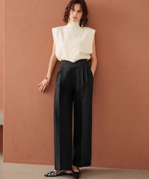 ELFRANK(エルフランク)の「【2026AW】【S~Lサイズ展開】アシンメトリーハイウエストワイドパンツ 洗える《着用動画あり》(その他パンツ・レディース・ダークブラウン/オフホワイト/ブラック・S/M/L)」の6枚目の写真