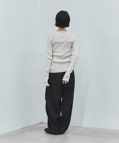feepur(フェピュール)の「【ハンドウォッシャブル】レースドッキングリブニット(ニット/セーター・レディース・ブラック/アイボリー・MEDIUM)」の6枚目の写真