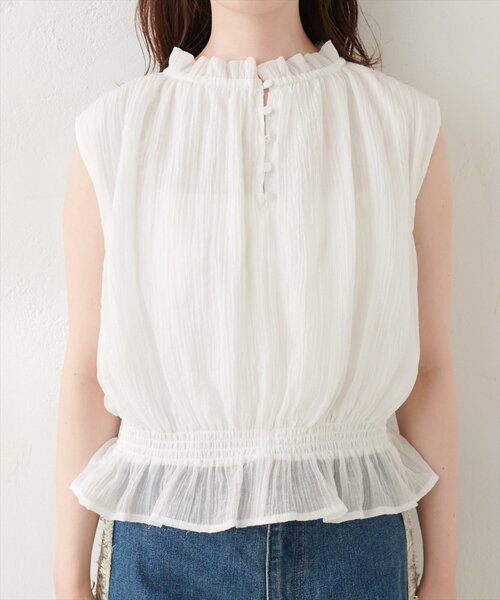 natural couture（ナチュラルクチュール）の「胸シャーリングシアーノースリブラウス（シャツ/ブラウス・レディース・イエロー/オフホワイト/ドット・FREE）」の20枚目の写真