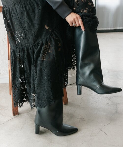 RIVE DROITE(リヴドロワ)の「【3サイズ展開】フラッフィーロングブーツ(ブーツ・レディース・ブラウン/ブラック・MEDIUM/LARGE/SMALL)」の8枚目の写真