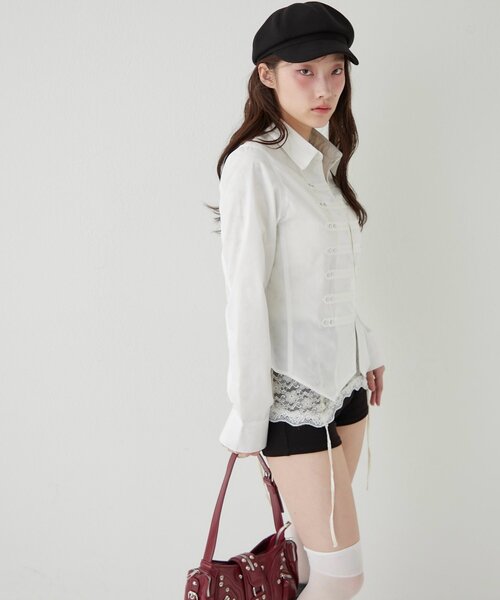WHO'S WHO gallery(フーズフーギャラリー)の「【WEB限定】ナポレオンコンパクトシャツ(シャツ/ブラウス・レディース・ネイビー/オフホワイト/ベージュ/ブラック・FREE)」の18枚目の写真